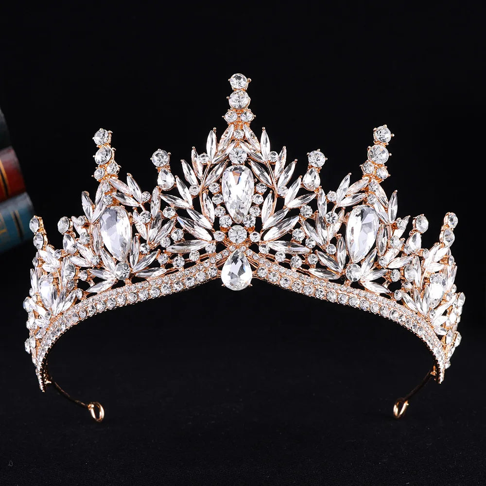 Diezi Baroque Vintage Crystal Tiara Crown for Women and Girls Wedding Party Elegant Rhinestone Hair Jewelry