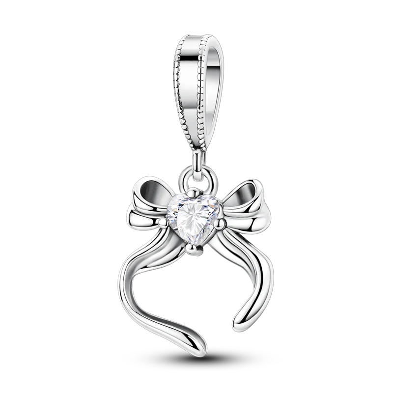 Silver Star Moon Heart Charm Bracelet with CZ Beads and Angel Wing Pendant for Women KTC1001-WH