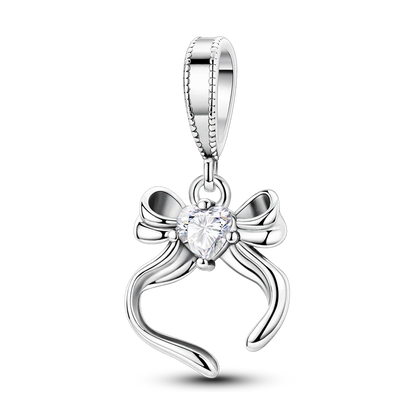 Silver Star Moon Heart Charm Bracelet with CZ Beads and Angel Wing Pendant for Women KTC1001-WH