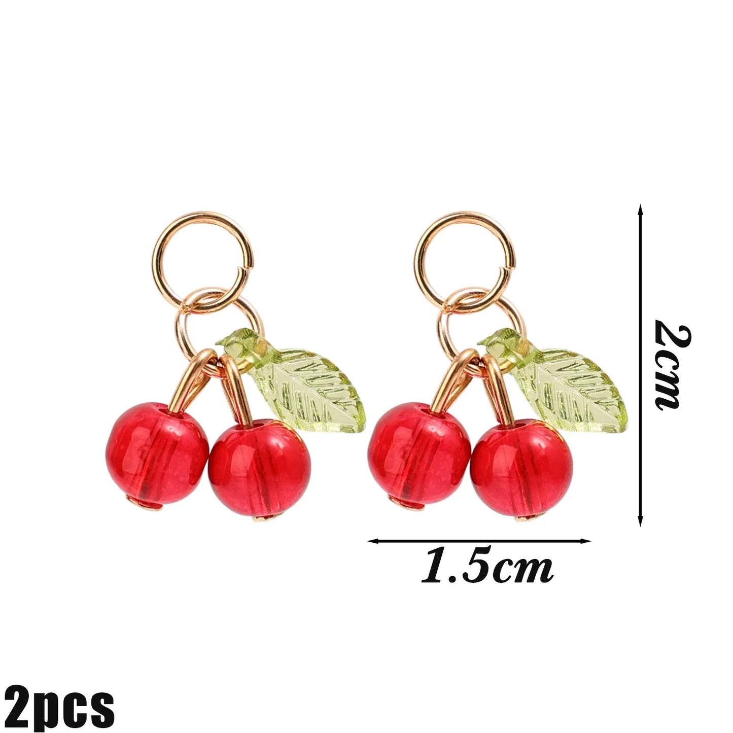Red Cherry Glass Charm Pendants for Jewelry and DIY Accessories