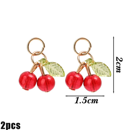 Red Cherry Glass Charm Pendants for Jewelry and DIY Accessories