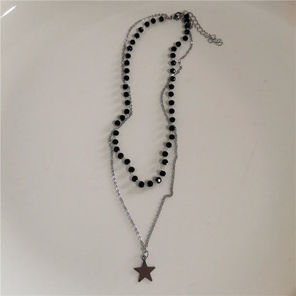 Kpop Goth Y2K Star Pendant Silver Chain Necklace for Unisex Grunge Emo Fashion