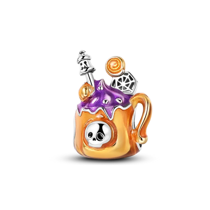 925 Sterling Silver Pumpkin Charm With Zircon Inlay
