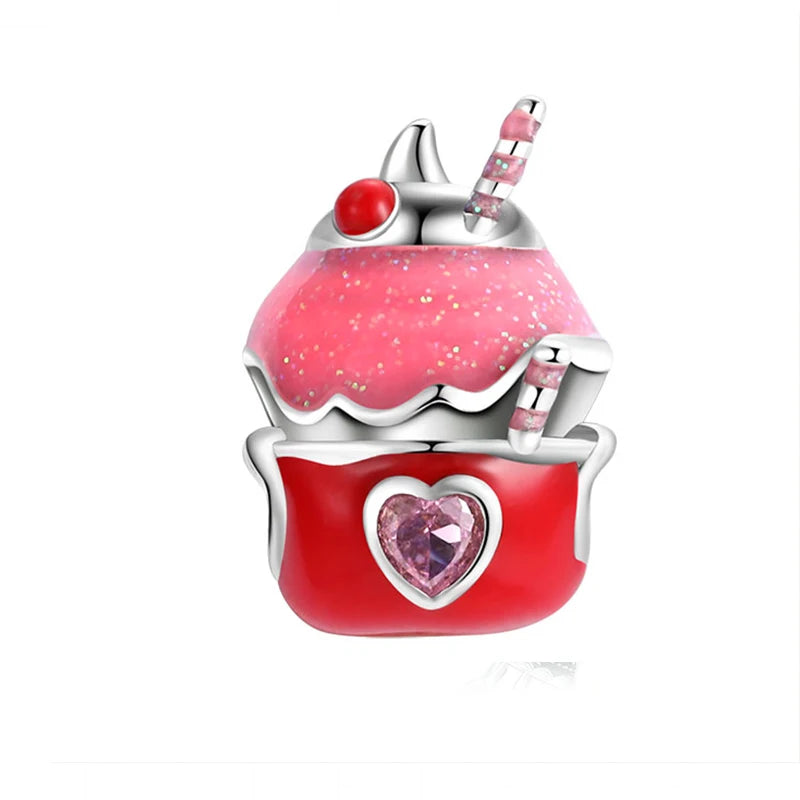 Hot Pink Murano Glass Charm Bead For 925 Bracelet Pendant
