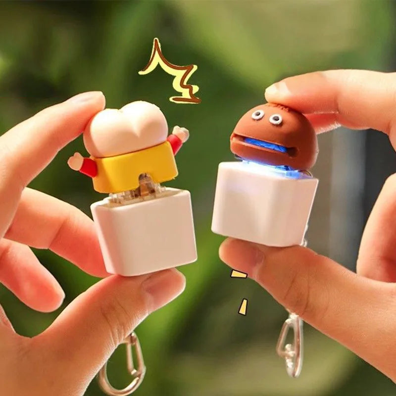 Wooden Fish Keychain Stress Relief Toy with Light and Sound Effect Perfect Gift for Girls and Children