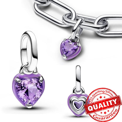 Elegant 925 Sterling Silver Pearl Heart Key Pendant for Bracelets and Necklaces FCC342-PP