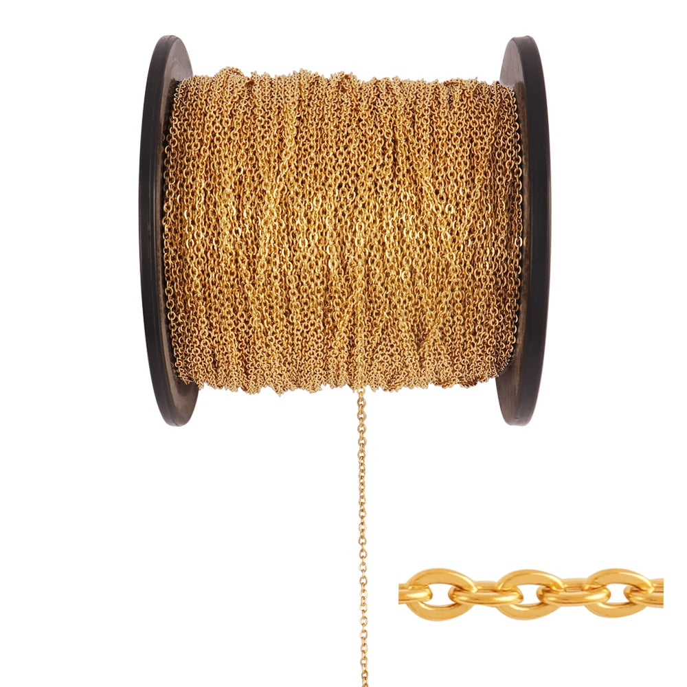 Gold Plated Stainless Steel O-Chains for DIY Jewelry Making 1m Necklace Craft Supplies