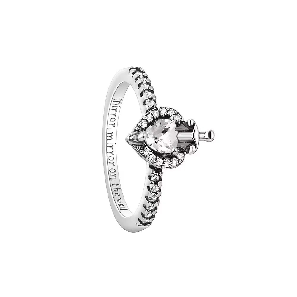 2025 European 925 Silver Red Bow Pink Heart Shaped Ring Exquisite Charm Jewelry Gift for Women