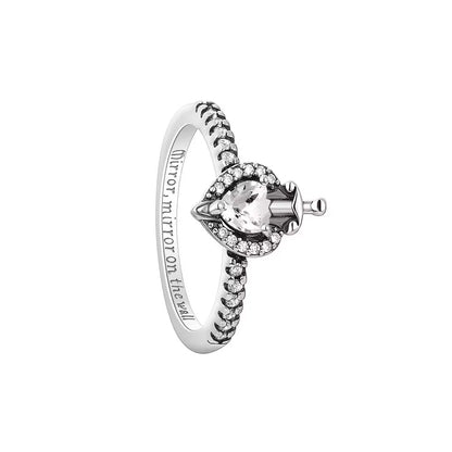 2025 European 925 Silver Red Bow Pink Heart Shaped Ring Exquisite Charm Jewelry Gift for Women
