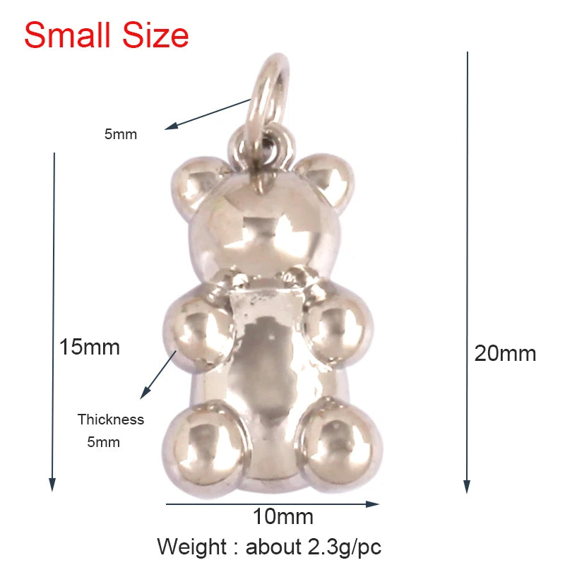 Cute Gold Bear Charm Pendant with Pearl Cubic Zirconia for Jewelry Making Supplies