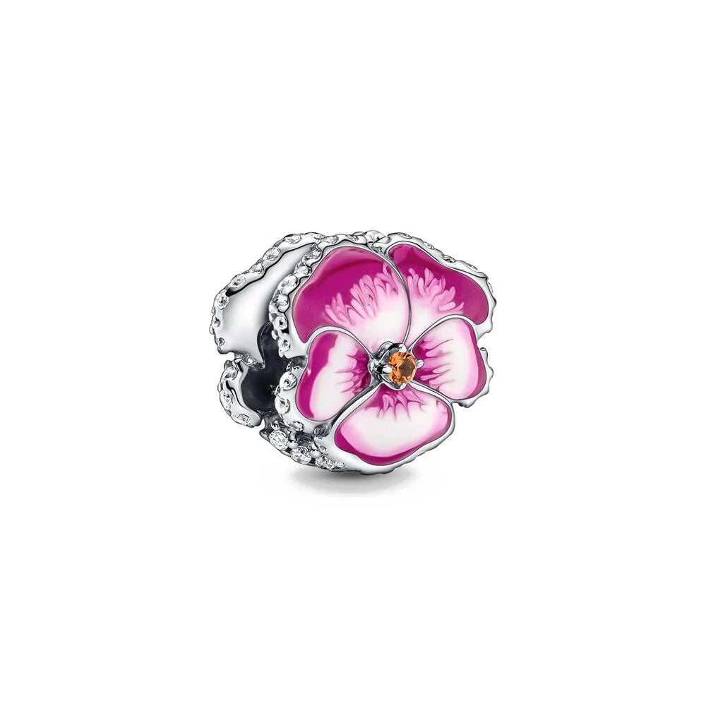 925 Silver Flower Bead Pendant for European Bracelet DIY Jewelry P987