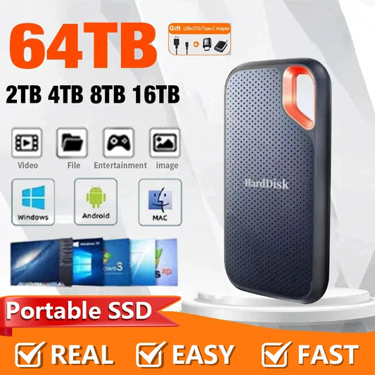 Portable SSD High Speed USB Type C External Storage Laptop
