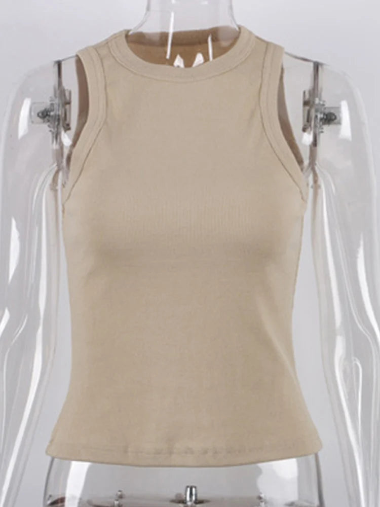 Ribbed Knitted Tank Top For Women Off Shoulder White Black