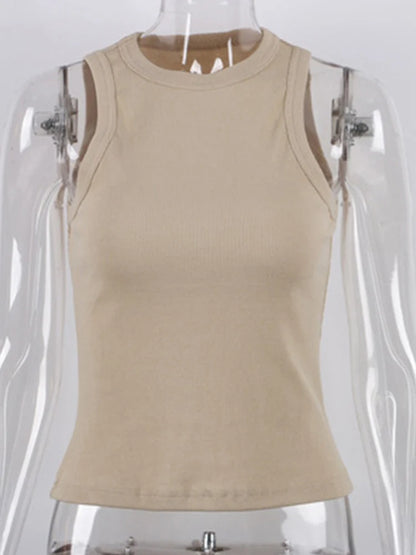 Ribbed Knitted Tank Top For Women Off Shoulder White Black