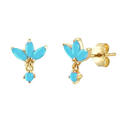 925 Sterling Silver Tiny Stud Earrings Colorful Crystal Luxury Jewelry LN0174-13