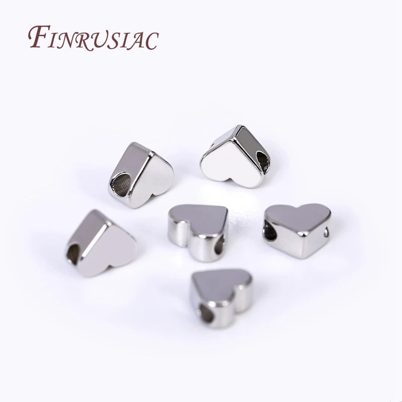 18K Gold Plated Heart Spacer Beads for DIY Jewelry Making Accessories 6x5MM with 2.5MM Hole Size