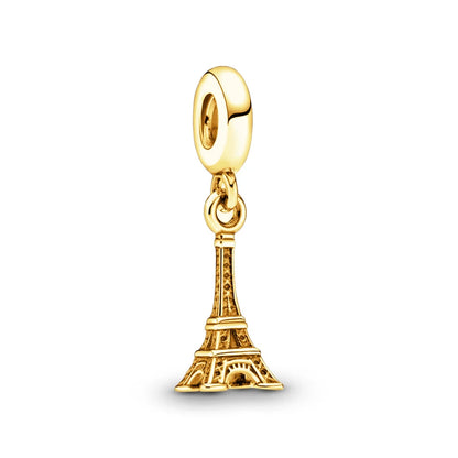 Fine Gold Eiffel Tower Statue Of Liberty Castle Charm Bead