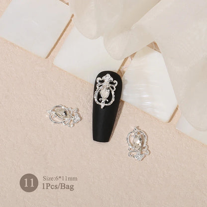 Elegant Gold Silver Metal Bowknot Nail Charm 3D Rhinestone Decor for DIY Manicure Art