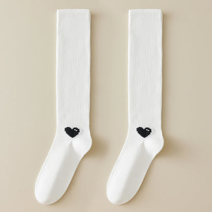 Spring Autumn Compression Calf Socks Women Heart Print