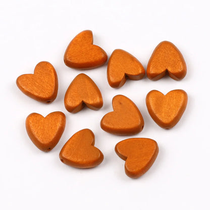 Multicolor Natural Wood Heart Shape Beads Set for DIY Jewelry and Bracelet Making