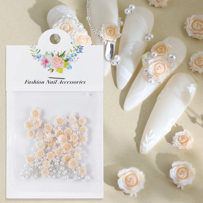 Resin Filler Rose Mixed Pearl Art Decorations for DIY Jewelry Making and Craft Projects