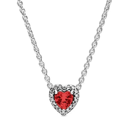 New 925 Sterling Silver Heart Shaped Earrings Rings Necklaces Pink Red Rainbow Luxury Set Sparkling Charm Jewelry Gifts VIOLET