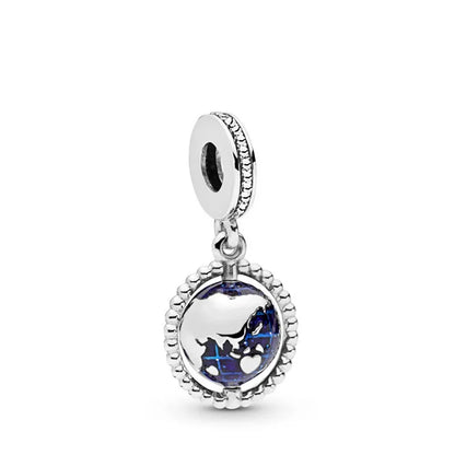925 Silver Travel Globe Airplane Charm For Bracelet