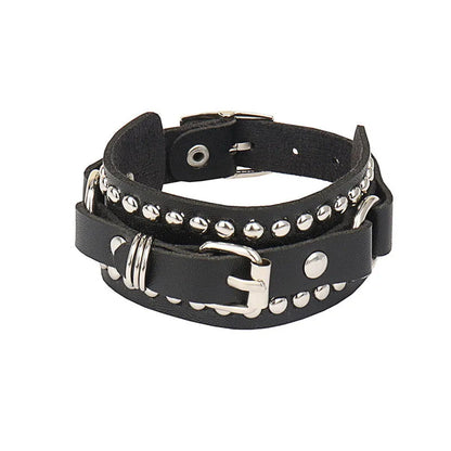 Gothic Punk Cat Heart Leather Bracelet For Women And Men