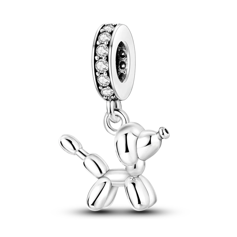 Silver Star Moon Heart Charm Bracelet with CZ Beads and Angel Wing Pendant for Women KTC895