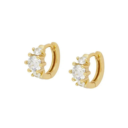 Crmya Gold Plated Women's Earrings Set with Vintage CZ Zircon Drop and Stud Hoops