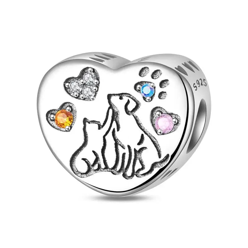 Genuine 925 Sterling Silver Heart Charm Bead for Mother's Day Bracelet Gift