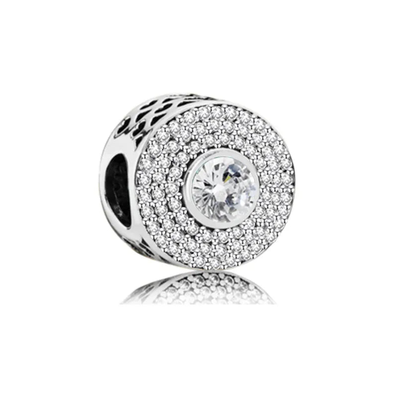 European Zircon Charm Beads 925 Silver Pendant Necklace for Women Gift P1546
