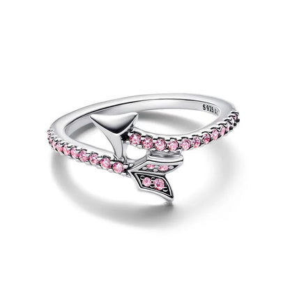 Original 925 Sterling Silver Heart Crown Bow Moon Ring with Colorful Crystal for Women Elegant Fine Jewelry Gift AMR057