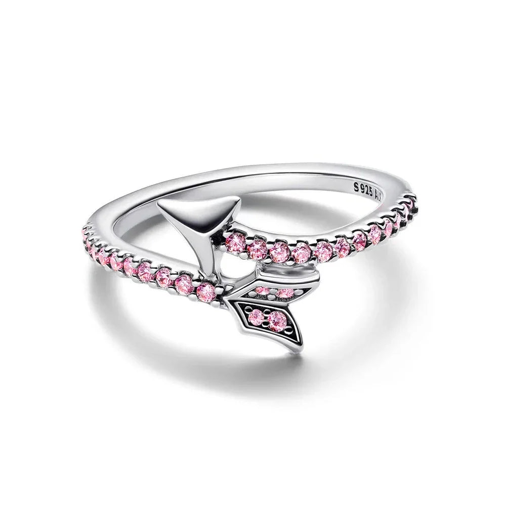 Original 925 Sterling Silver Heart Crown Bow Moon Shell Colorful Crystal Ring for Women Fine Jewelry Gift XR185