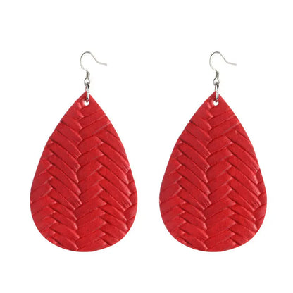 Elegant Faux Leather Teardrop Earrings for Women Lightweight Dangle Fashion Jewelry