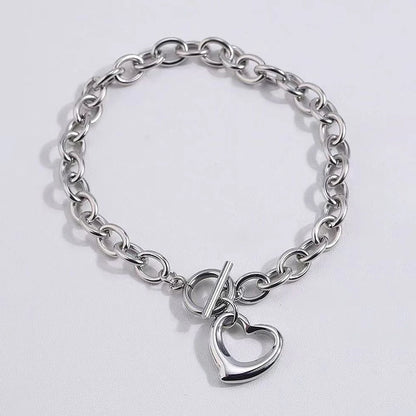 DOTIFI Exquisite Love Fashion Stainless Steel Jewelry Set with Necklace Earrings and Bracelet for Women Party Favors
