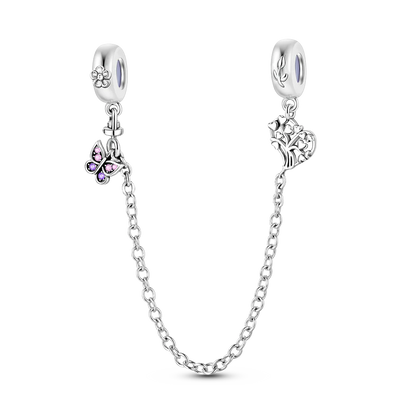 Silver Plated Eternal Symbol Charms with Luminous Star Beads and Love Dangle Safety Chain for DIY Jewelry