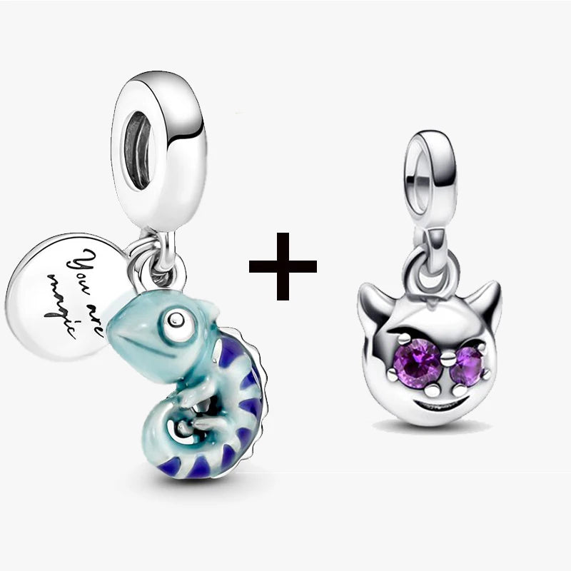 Chameleon and Turtle Pendant Beads for Charm Bracelets Jewelry Gift BD41