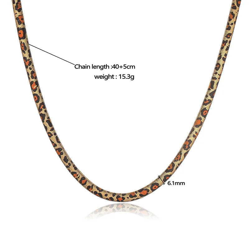 Hecheng 18K Gold Plated Leopard and Snake Pattern Unisex Jewelry Set with Stainless Steel Necklace and Earrings