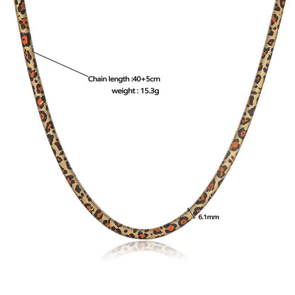 Hecheng 18K Gold Plated Leopard and Snake Pattern Unisex Jewelry Set with Stainless Steel Necklace and Earrings