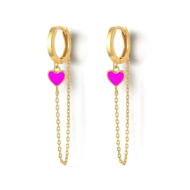 Rose Red Zircon Hoop Earrings for Women Minimalist Dangle Party Jewelry Trend 2025