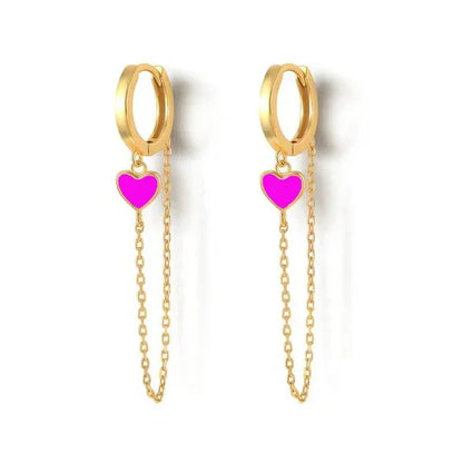 Rose Red Zircon Hoop Earrings for Women Minimalist Dangle Party Jewelry Trend 2025
