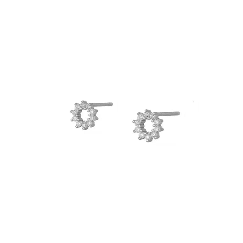 Crmya Gold Plated Women's Earrings Set with Vintage CZ Zircon Drop and Stud Hoops