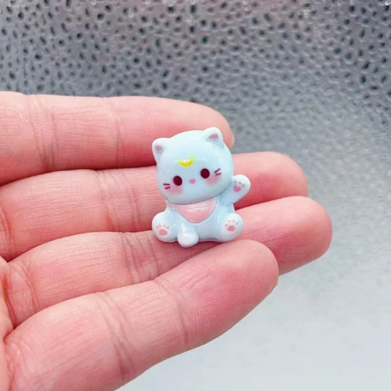 Miniature 3D Cartoon Cat Resin Charms Set for DIY Jewelry and Keychain Creations