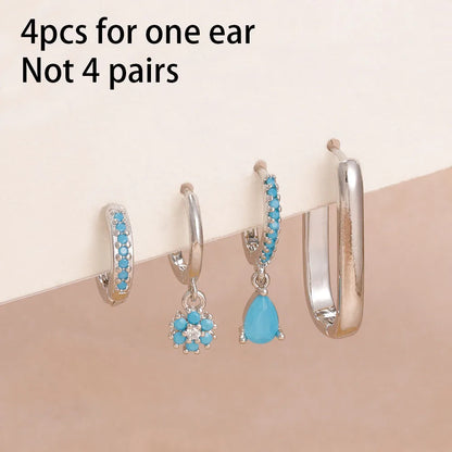 14K Gold Plated Dainty Zircon Flower Hoop Earrings Set for Women Stylish Stainless Steel Studs