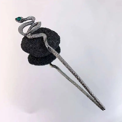 Vintage Rose Flower Crystal Hairpin Stick for Women Fashion Alloy Headwear
