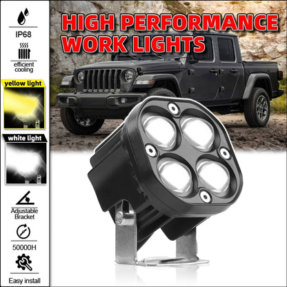 40W 3 Inch Square Universal LED Work Light Bar Fog Lights for Motorcycle and Off-Road Use IP68 Waterproof
