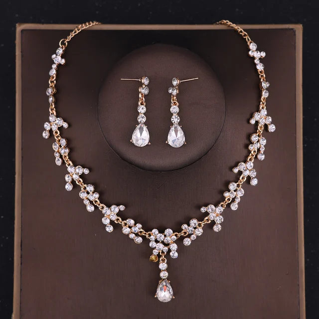 Baroque Crystal Tiara & Crown Jewelry Set - Top-Rated Rhinestone Bridal Accessories Gold