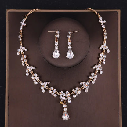 Baroque Crystal Tiara & Crown Jewelry Set - Top-Rated Rhinestone Bridal Accessories Gold