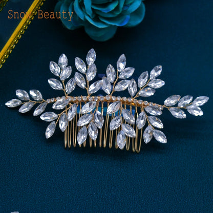 Elegant Crystal Bridal Hair Comb Silver Gold Wedding Headpiece for Women